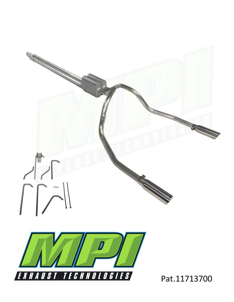 MPI Exhaust Technologies Weld-on Kit w/Mufflers & Polished Bright Chrome Tips - D222-UBTBCM-W